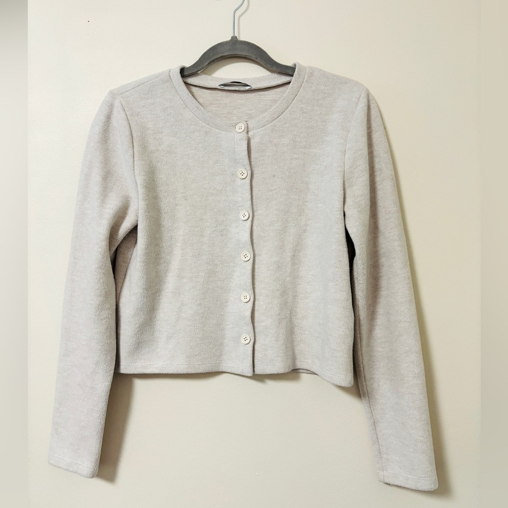 Zara Soft Gray Button-Up Cardigan